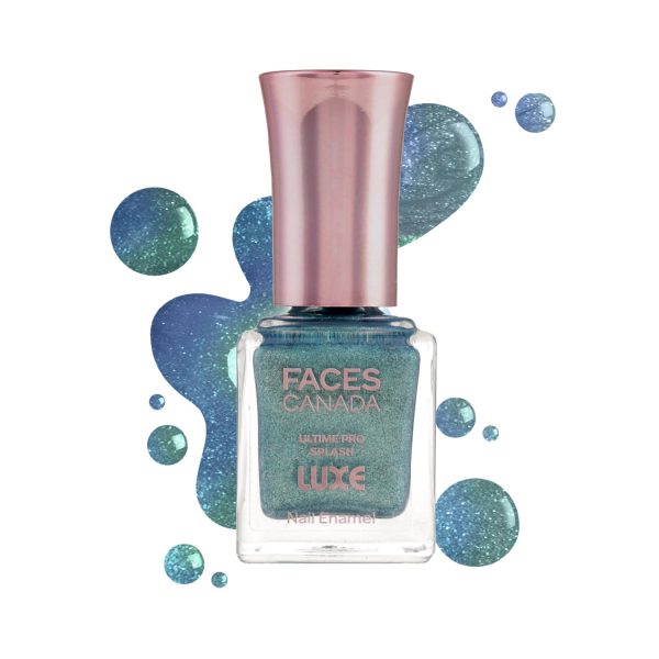 FACESCANADA Ultime Pro Splash Luxe Nail Enamel - Aurora Blue (L33), 12ml | Glossy Finish | Quick Drying | Long Lasting | High Shine | Chip Defiant | Even-Finish | Vegan | Non-Toxic | Ethanol-Free