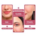 RIELLE Touch of Love Lip & Cheek Tint For Women - Creamy Matte Finish & Easy to Blend Smooth Formula | Enriched with Vitamin E | For Lips, Cheeks & Eyelids | Shade : 201 French Rose - 8gm - Image 2