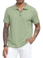 madfrog Men's Solid Zip Polo Neck T-Shirt | Polyester Blend | Regular & Comfort Fit