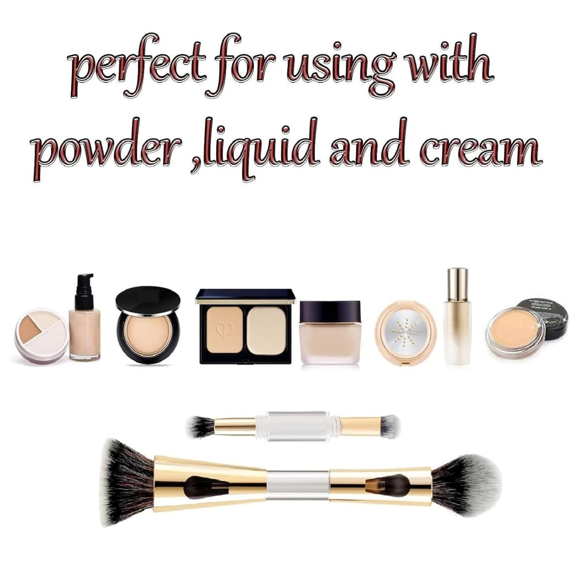 Winkelen 4 in 1 Travel Brush with Multifunctional Foundation Brush, Powder Brush, Eyeshadow Blending & Flat Professional Brush | Soft Bristles Makeup Brushes Set for Women, Girls - Image 6