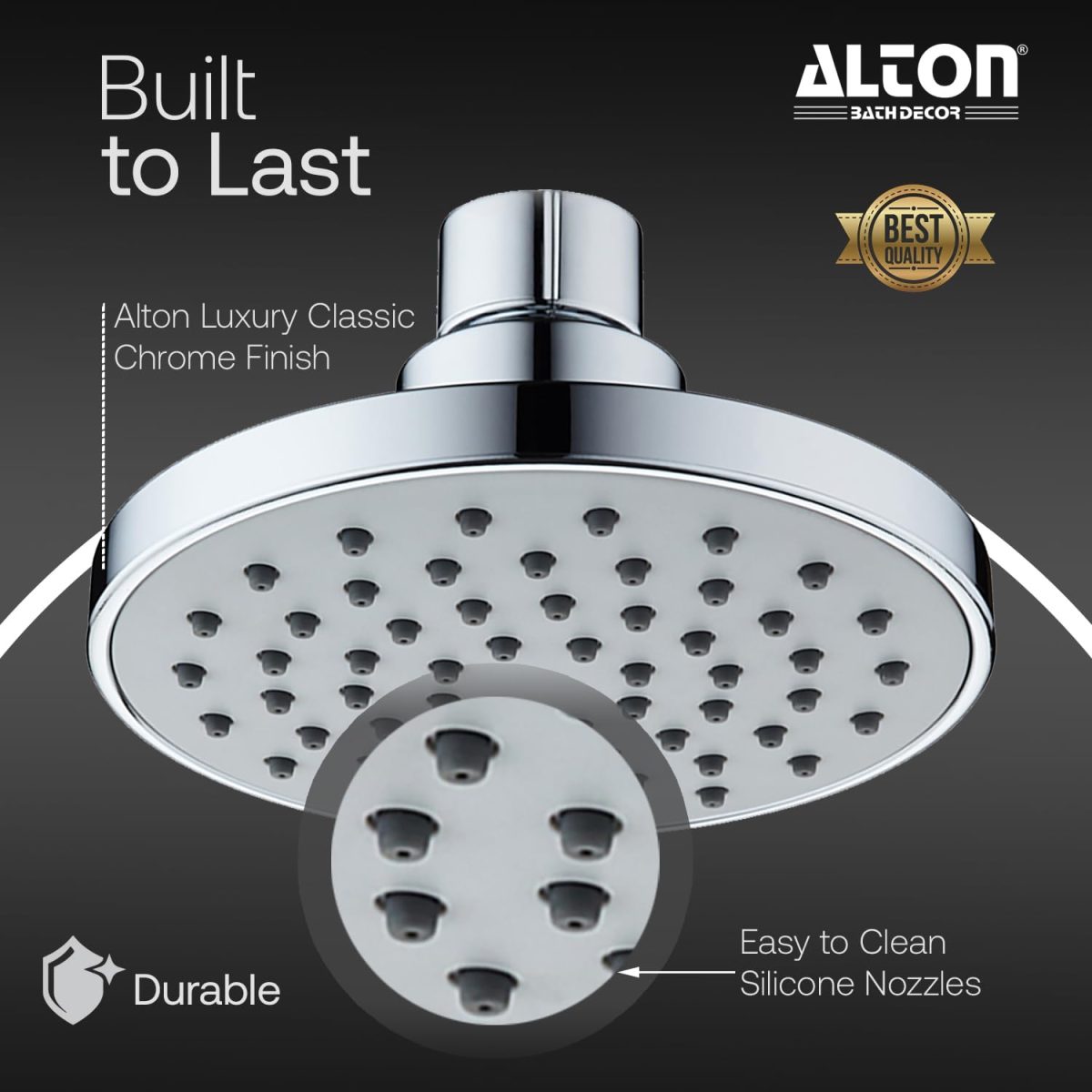 ALTON SHR20520 ABS 4-INCH Rain Flow Overhead Shower Without Arm | Shower Head | Bathroom Shower, Chrome Finish - Image 4