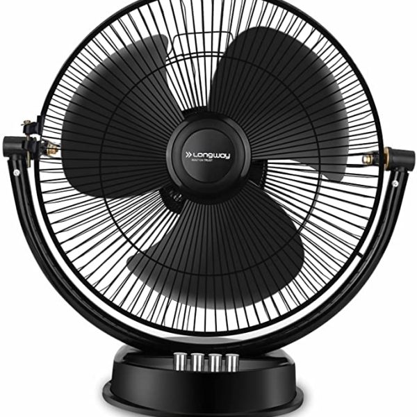 LONGWAY Speedy P1 300 mm/12 inch Ultra High Speed 3 Blade Anti-Dust Decorative Star Rated Table Fan (Black, Pack of 1)
