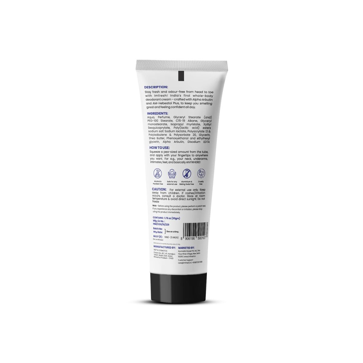 imfresh Men Deodorant Cream For Whole body & Underarms Area | Unique & Fresh Long Lasting Fragrance | Whole Body Odour Protection | Helps Reduce Pigmentation & Dark Spots | Alcohol-Free | Natural Ingredients 50gm - Image 2