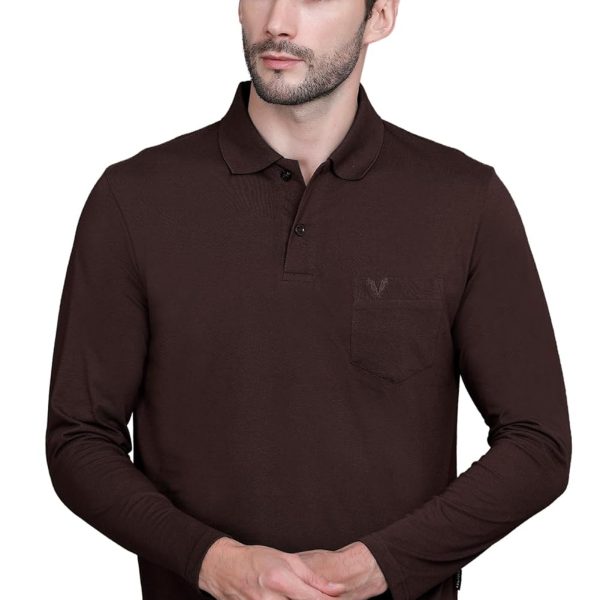 Polo Full Sleeve t Shirt for Men Cotton with Pocket and Collar - Regular Fit Tshirt
