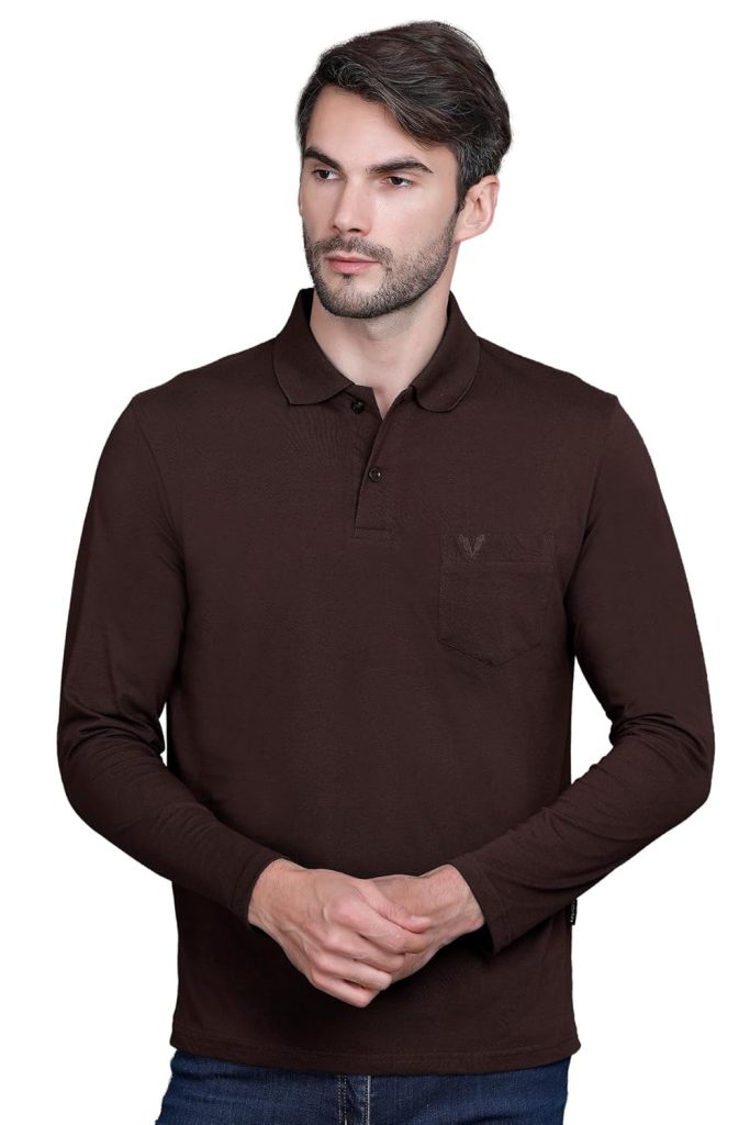 Polo Full Sleeve t Shirt for Men Cotton with Pocket and Collar - Regular Fit Tshirt