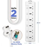 EMBOX Extension Board with Switches 1500 W, 6Universal Sockets, Individual Switch, Safety Shutter, 6 amp Spike Guard, LED Indicator and Safety Shutter, 1.8 Meter Extension Cord - Image 7