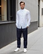 Dennis Lingo Men Solid Chinese Collar Full Sleeves Regular Fit Cotton Casual Shirt - Image 6