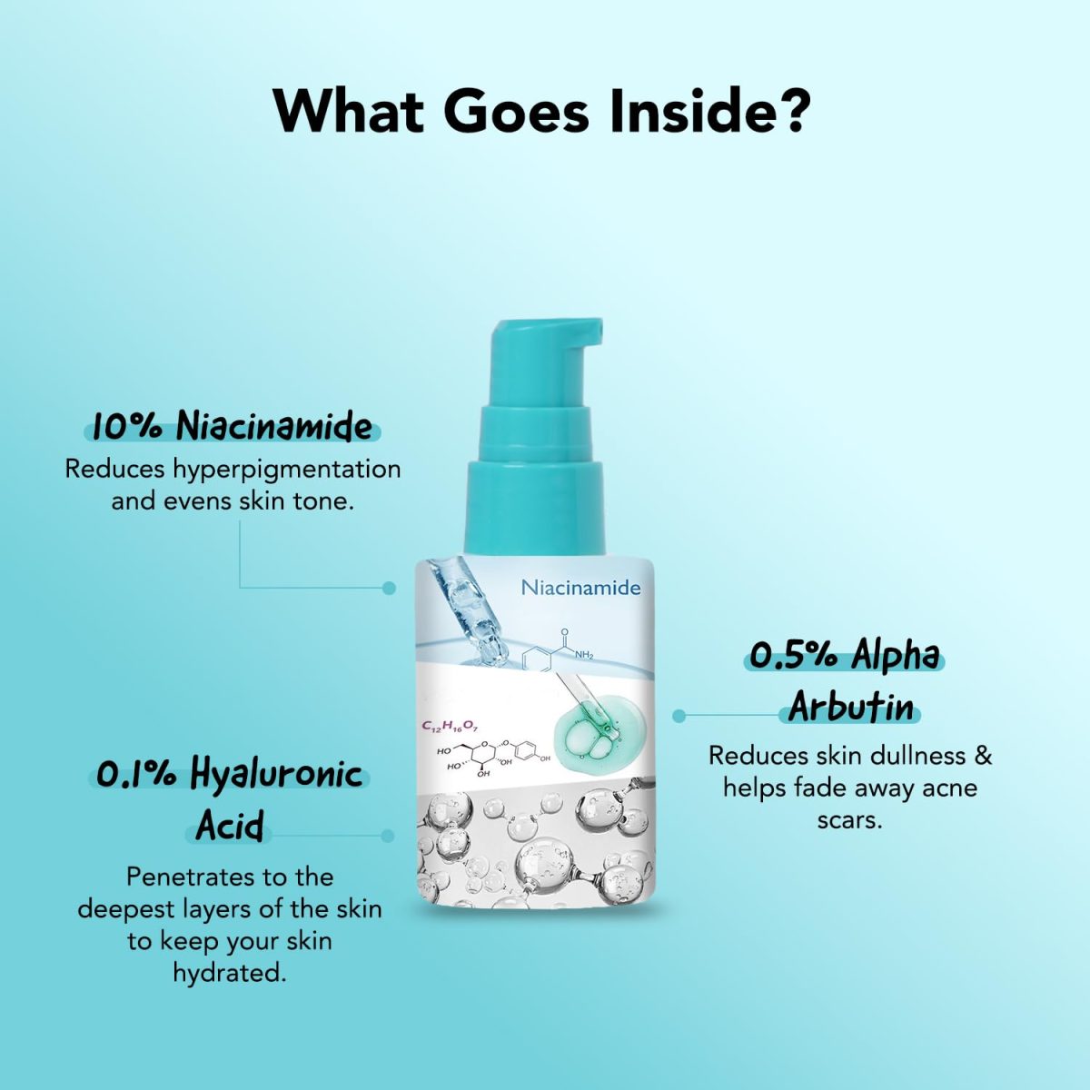 BELLAVITA Niacinamide Face Serum | 10% Niacinamide, 0.5% Alpha Arbutin & Hyaluronic Acid | Treats Pigmentation | Repairs Skin Barrier | pH Balanced | Non-Irritating | Non-Sticky | Brightening Formula For Men and Women | 30 ml - Image 3