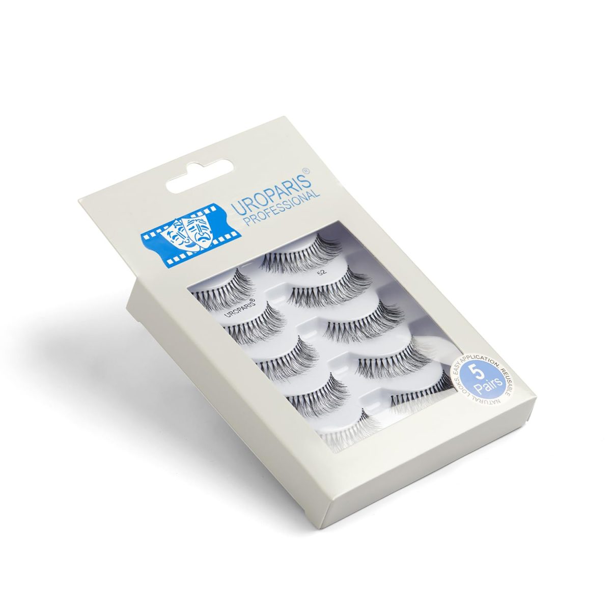 Uroparis 52 Eyelashes for Women — Pack of 5 Tapered Handmade Eye Lashes | Lightweight False Lashes with Premium Virgin Hair | Invisible Band | For Glam Look & Enhance Beauty (Black) - 5 Pair - Image 5