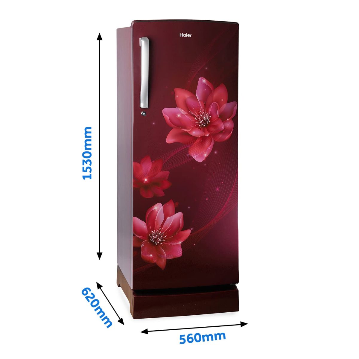Haier 242 L 3 Star Single Door Direct Cool Refrigerator Appliance, Diamond Edge Freezing Technology (HRD-2423PRP-E, Red Peony,Floral, Base Drawer, 2022 Model) - Image 4