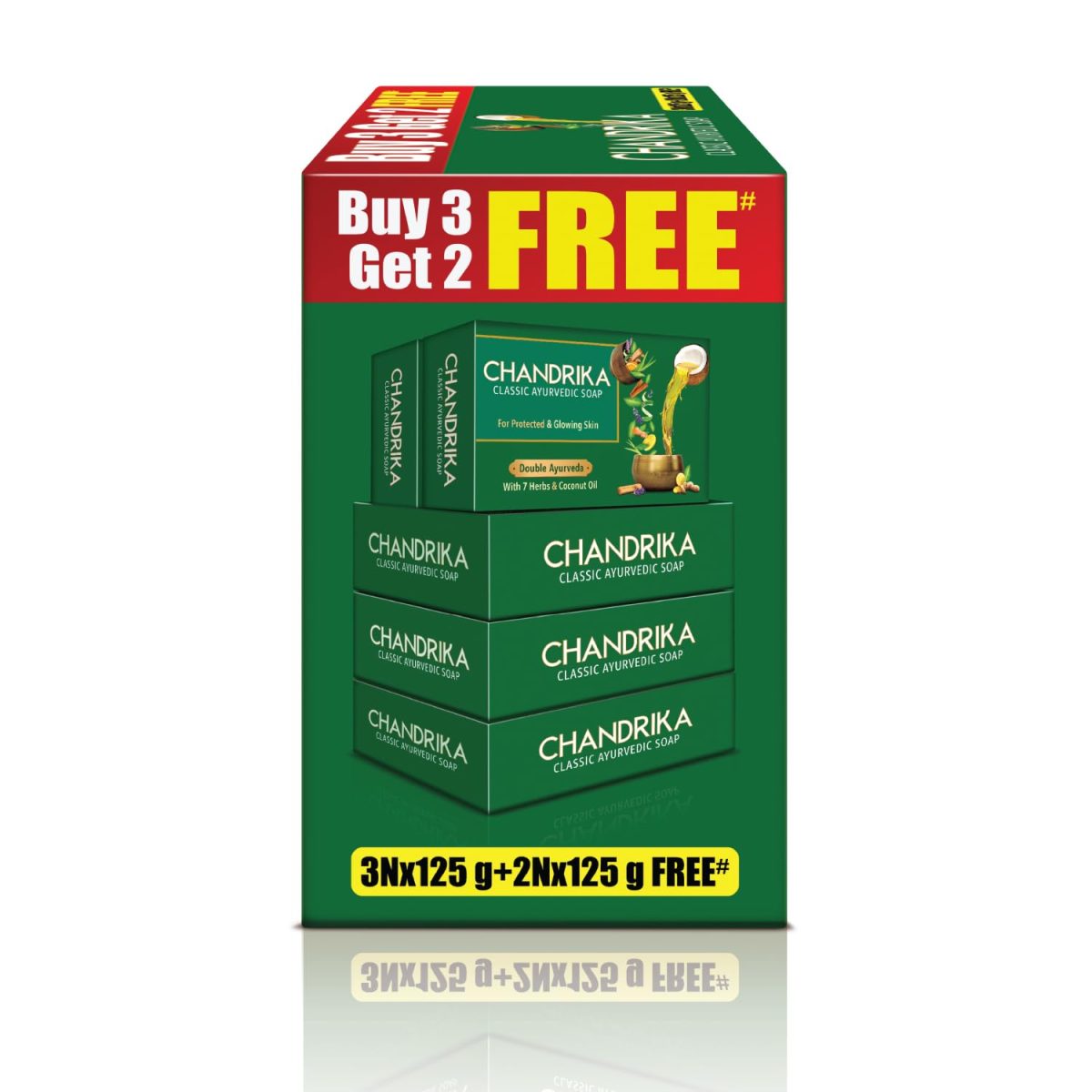 Chandrika Ayurvedic Soap Classic| Handmade Soap for Naturally Radiant Skin| For All Skin Types| 125g (Pack of 3) + 2x125g Soap Free - Image 5