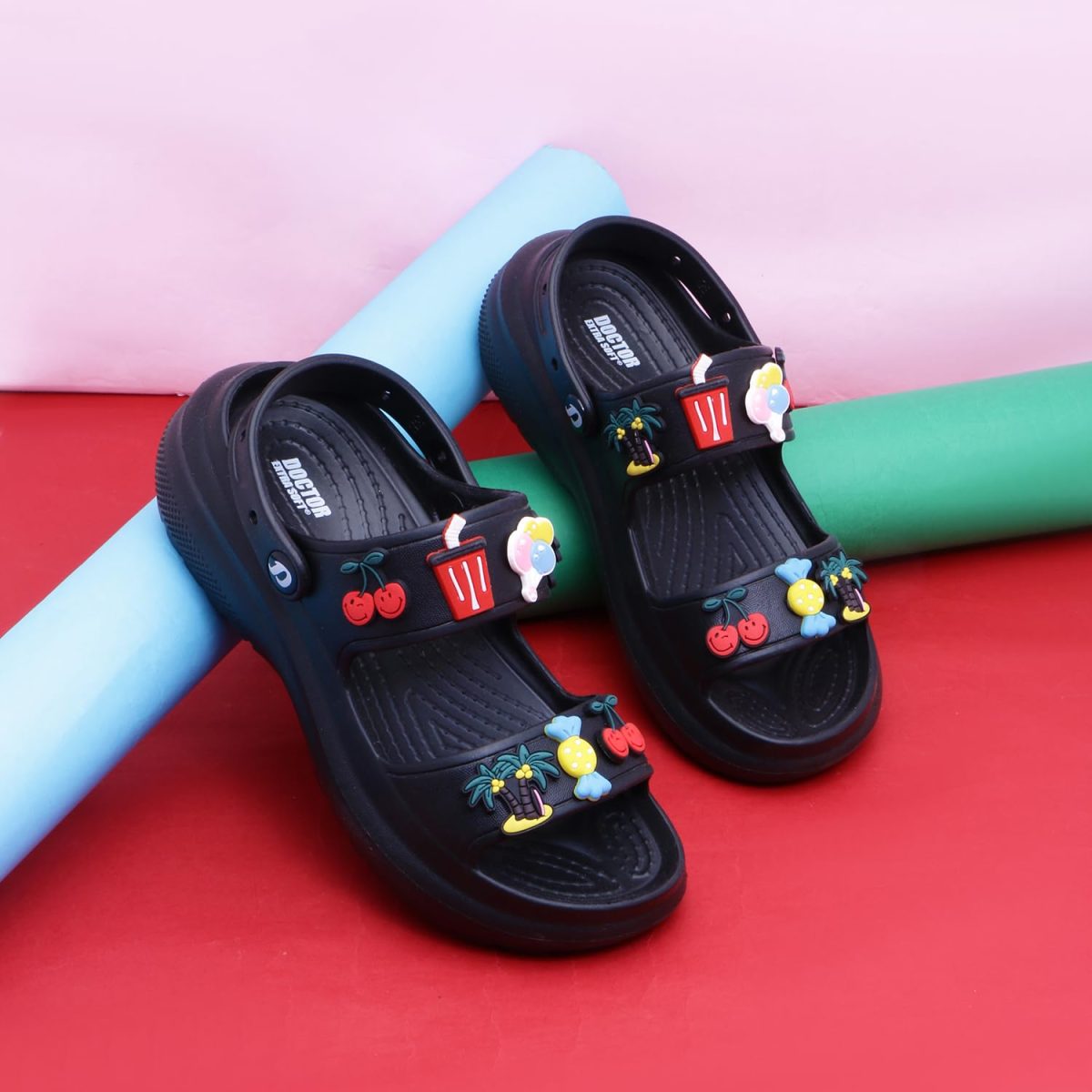 DOCTOR EXTRA SOFT Women's Classic Charms Cushion Sandals/Clogs with Adjustable Back Strap for Adult| Comfortable & LightWeight | Stylish & Anti-Skid | Waterproof Casual Daily Mules Girls & Ladies D-552 - Image 3