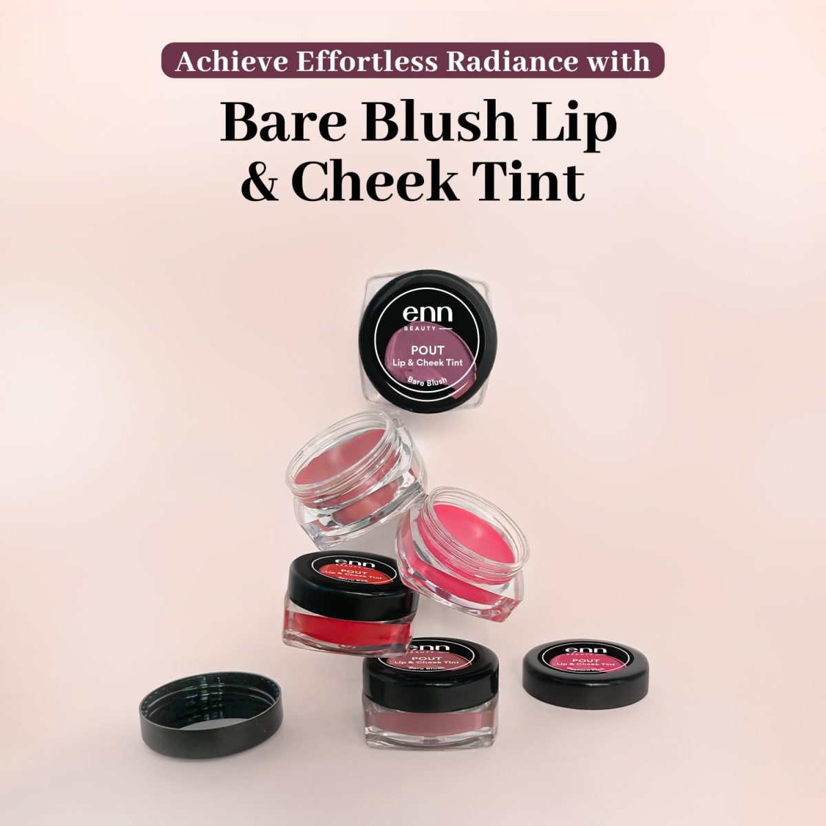 Enn Beauty Pout Lip, Cheek & Eyeshadow Tint with SPF 10 withThe Goodness of Jojoba & Avocado Oil, Natural Blush for Women, Long Lasting, Sls & Paraben Free - Bare Blush, 5gm - Image 2