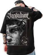 Men's Stylish Graphic Printed 3/4th Sleeve Oversized T-Shirt (Black)
