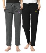 Mack Jonney Women Cotton Blended Regular Fit Track Pants(Pack of 2)-D1__Ant__Blk__02-P