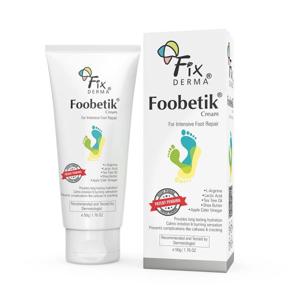 Fixderma Foobetik Cream, Foot cream, Foot Care For Diabetic, For Dry & Cracked Feet, Moisturizes & Soothes Feet, Heel Repair, For Calloused, or Chapped Skin, Paraben Free - 50g
