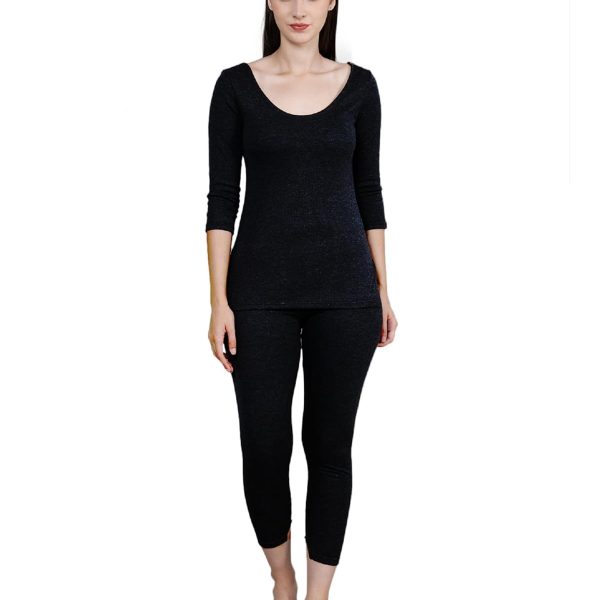 Yuneek Womens Winter Wear 3/4th Sleeve Thermal Set | Top and Lower