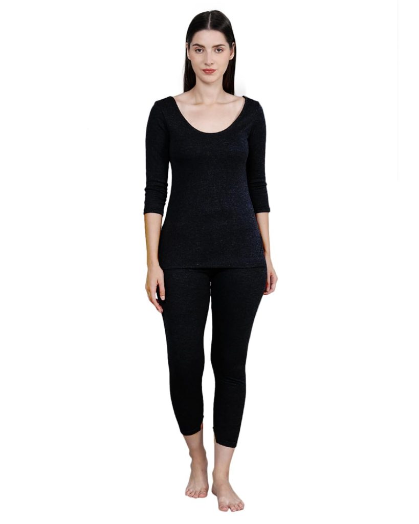 Yuneek Womens Winter Wear 3/4th Sleeve Thermal Set | Top and Lower