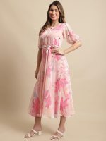 Tee Projekt Women's Georgette Maxi Dress| Digital Print Floral Printed Western Ethnic Gown |Maxi Dress Casual Wear - Image 4