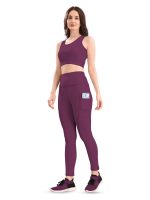 POOJARAN SAREE High-Waist Leggings with Phone Side Pocket, Gym wear Track Suit, Women's 2-Piece Workout Set, Sports Bra, Co-ord Set, Sports Running Suits, Yoga Wear Set