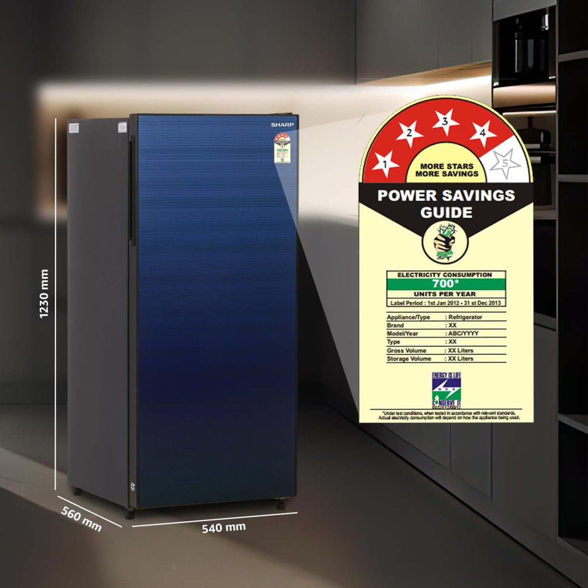 SHARP 193 L Direct Cool Single Door 4 Star Refrigerator |Japan 7 Shield Protection|Mirror Glass Finish|(Blue, SJ-G19ST-BL) - Image 2