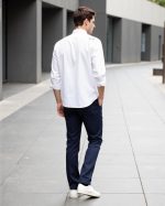 Dennis Lingo Men Solid Chinese Collar Full Sleeves Regular Fit Cotton Casual Shirt - Image 4