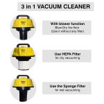 INALSA Wet and Dry Vacuum Cleaner for Home, 15 LTR Capacity,1400 W, 20 kPa Suction, Blower Function,HEPA Filter, Wet Vacuum Cleaner for Sofa, House Cleaning Machine,Stainless Steel Body (WD 15) - Image 8
