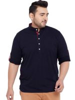 Bigbanana Plus Size Men's Regular Fit Solid Henley Tshirt