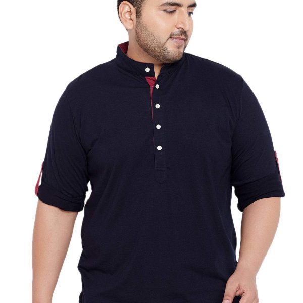 Bigbanana Plus Size Men's Regular Fit Solid Henley Tshirt