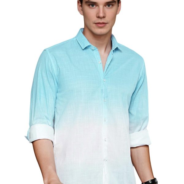 IndoPrimo Men's Cotton Shirt with Full Sleeves Spread Collar Classic Style Solid Pattern Regular Fit and Standard Length
