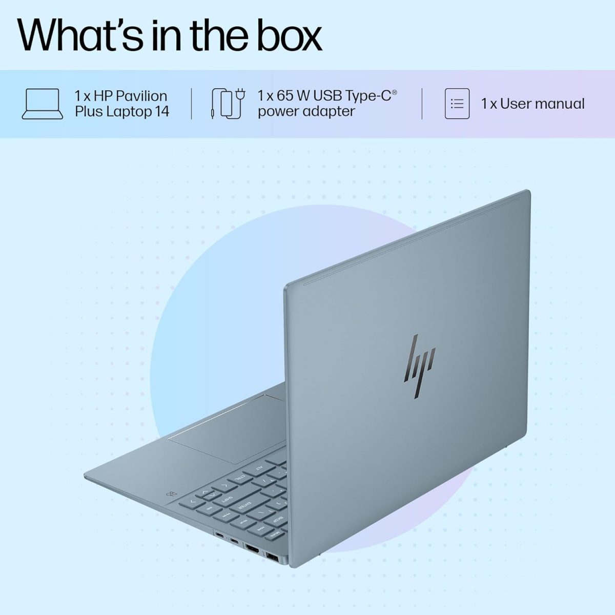 HP Pavilion Plus, 13th Gen Intel Core i5-1335U Laptop, (16GB LPDDR5x,512GB SSD), IPS, 300 nits, 14''(35.6cm) 2K,Win 11, M365 Basic(1yr), Office Home 24, Blue,1.38kg, 5MP Camera w/Shutter,ew0108TU - Image 14