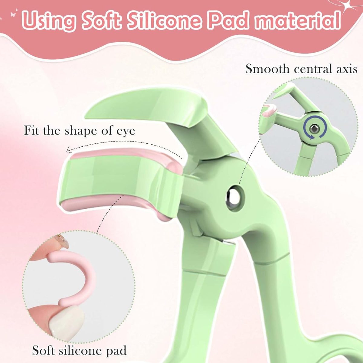 CoolShef 3 Pcs Eyelash Curler Set for Women, Precision Tool for Shaping Eye Lashes, Includes Mini Clamp for Inner Corners, Lightweight Design for Travel and Everyday Makeup Routine - Image 4