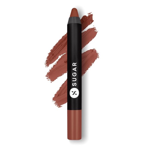 SUGAR Cosmetics Matte as Hell Crayon Lipsticks for Women | Lasts Up To 8+ Hours | Lip Crayon with Sharpener | 2.8gm - 19 Emma Woodhouse