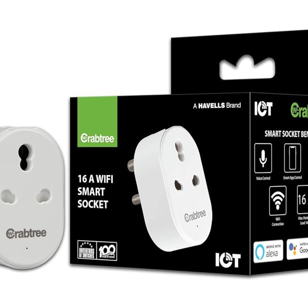 Havells 16 A WiFi Smart Plug (White) (ACST161603) with Energy Monitoring- Suitable for Large Appliances like Geysers, Heaters, OFR's, Air Conditioners (Works with Alexa and Google Assistant)- White