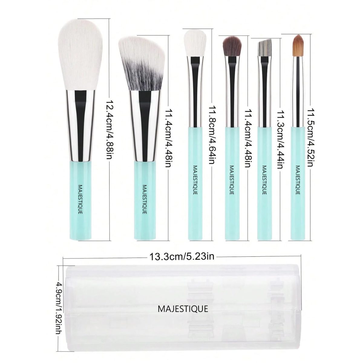 Majestique Makeup Brush Set Professional – 6-Piece Compact Make Up Brush Kit with Foldable Case | Includes Foundation Brush, Blush Brush, Eye & Lip Tools | Travel-Friendly Makeup Brushes Set - Image 5