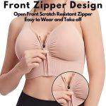 GLAMORAS Nylon Elastane Women Padded Wirefree Front Zip Closure Sports Bra Medium Impact Yoga Bras Racerback Workout Gym Bra, Size- S-3XL - Image 4