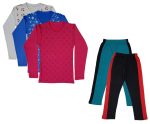 IndiWeaves Girls Cotton Full Sleeve Printed T-Shirts and Cotton Capri 3/4 Pants (Green,Black,White,Blue,Magenta) Pack of 5