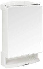 amazon basics Plastic Multipurpose, Wall-Mounted Storage Cabinet with Mirror (White) - Image 3