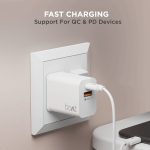 boAt WCDV 22.5W Dual Port Charger with 22.5W Power Delivery Support & 18W Quick Charge 3.0, Smart IC Protection, Auto Detection for Samsung, Xiaomi & Android Users with Type C to Type C Cable(White) - Image 3