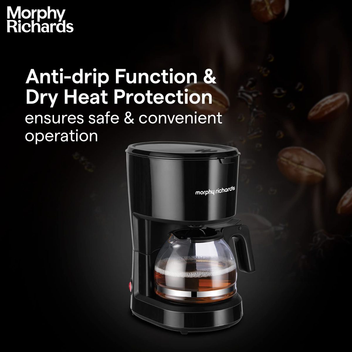 Morphy Richards Europa Drip Espresso Coffee Machine For Home|600W Drip Coffee Maker|6-Cups Capacity*|Anti-Drip Function|Dry Heat Protection|Warming Plate|2-Yr Warranty By Brand|Black - Image 3