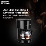 Morphy Richards Europa Drip Espresso Coffee Machine For Home|600W Drip Coffee Maker|6-Cups Capacity*|Anti-Drip Function|Dry Heat Protection|Warming Plate|2-Yr Warranty By Brand|Black - Image 3