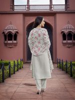 Royal Export Women's Chanderi Floral Embroidered Straight Kurta Pant with Dupatta - Image 5