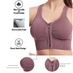 GLAMORAS Nylon Elastane Women Padded Wirefree Front Zip Closure Sports Bra Medium Impact Yoga Bras Racerback Workout Gym Bra, Size- S-3XL - Image 5