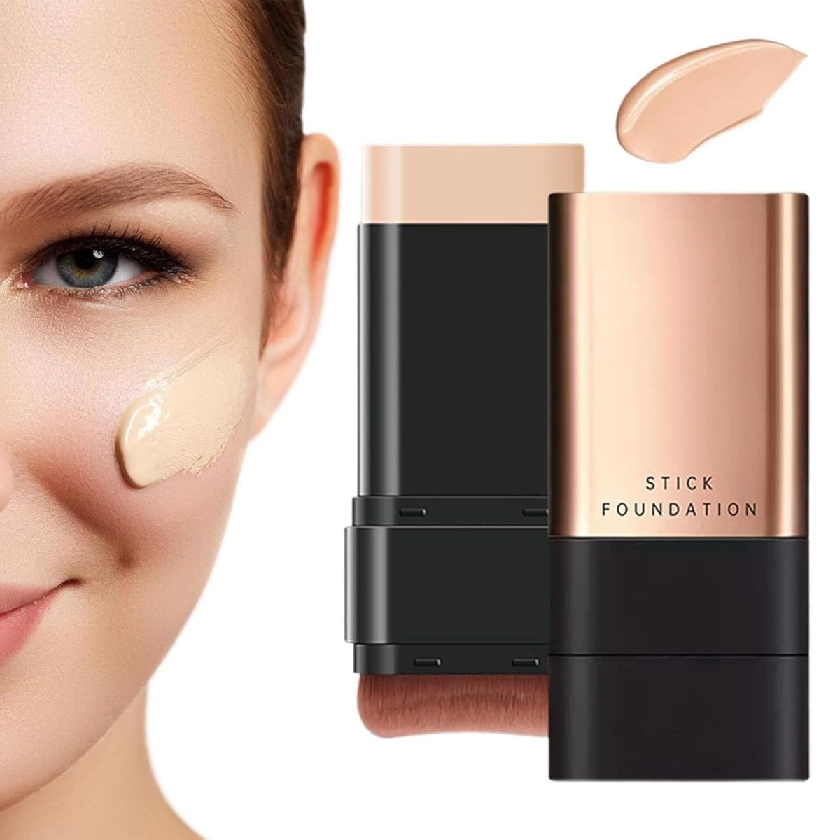 GABANIZ 2 in 1 Luxury Anti-Wrinkle Foundation Stick, Long-Lasting Double Head Foundation Make Up Stick with Brush, (Natural, 1 PCS) - Image 8