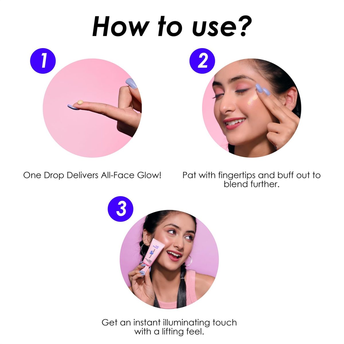 Blue Heaven Prime & Shine Flawless Illuminating Primer + Strobe Cream | Primer + Highlighter + Moisturiser |Infused with Vitamin C and Niacinamide for naturally glowing skin, Silver Pink, 25g - Image 8