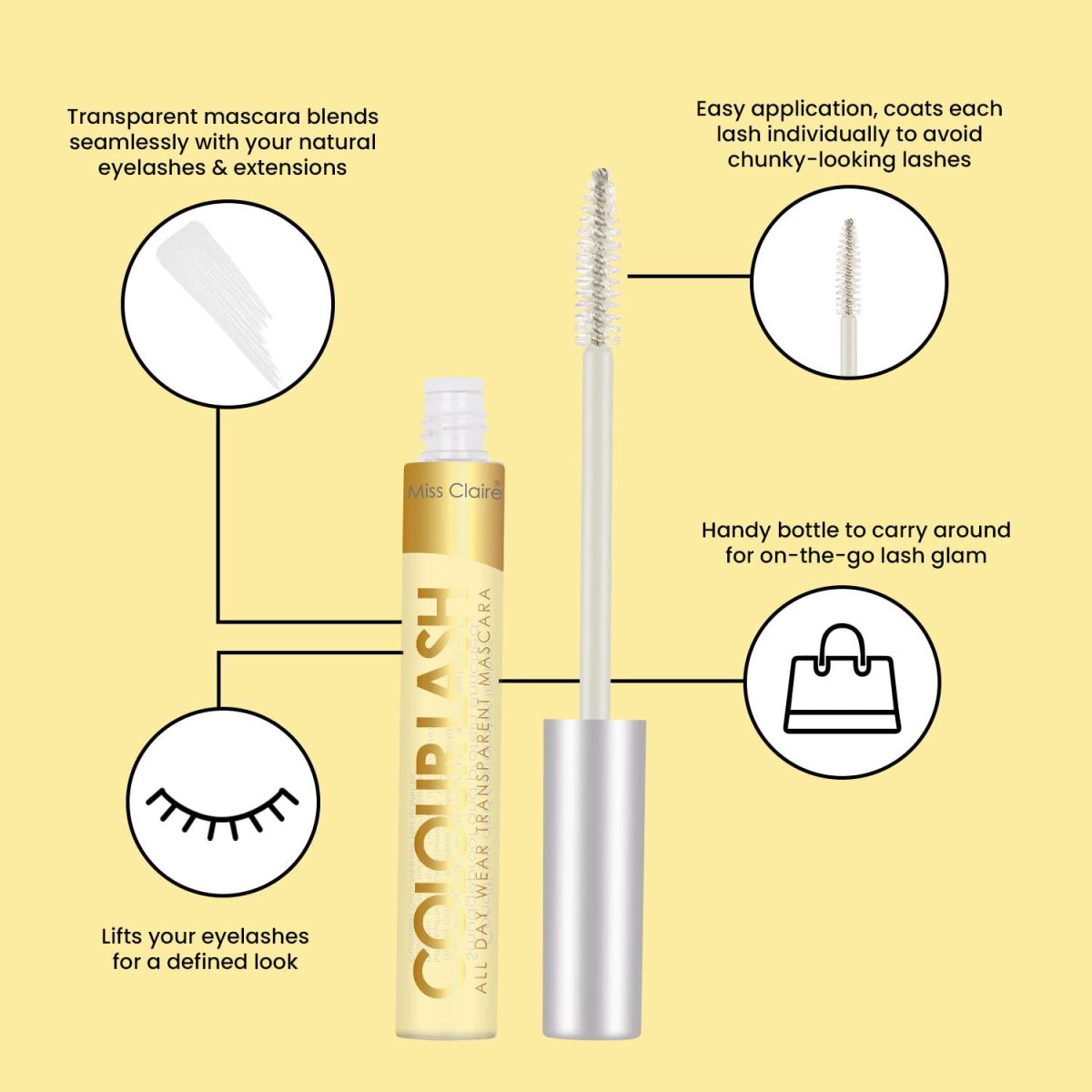 Miss Claire Colorlash All Day Wear Transparent Mascara, Clear, 9 ml - Image 4