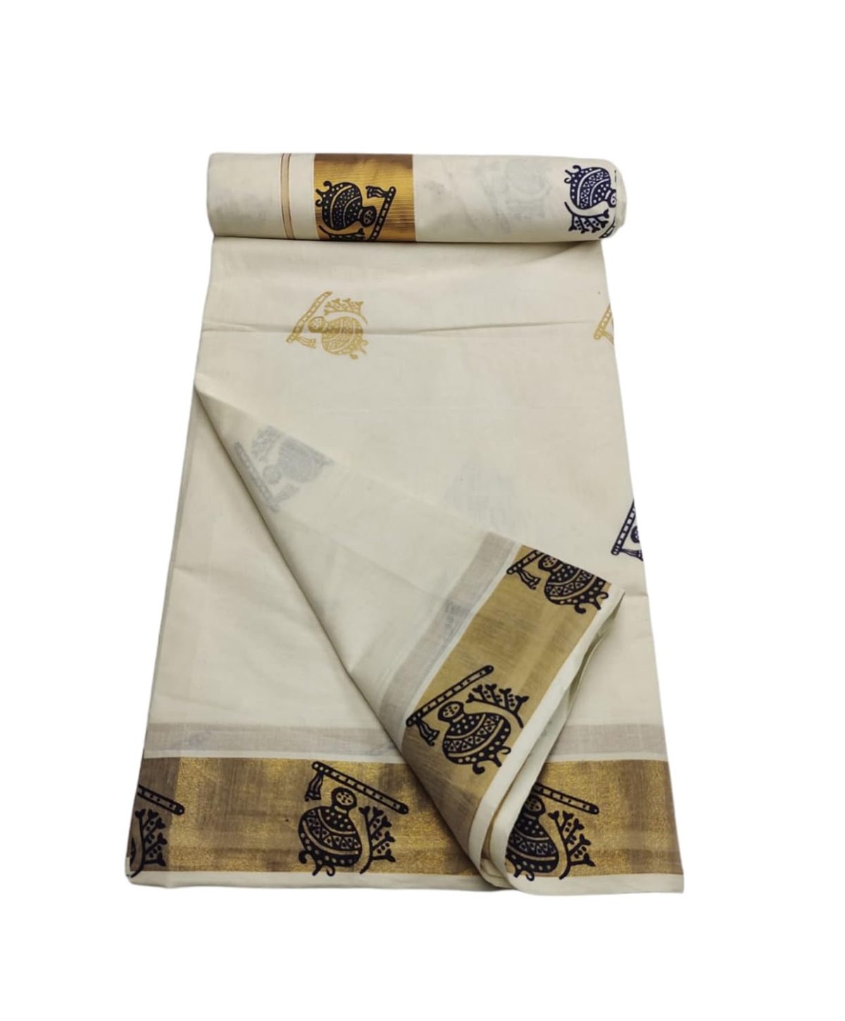 SKT Shree Kalaivani textile Women's Kasavu Cotton Saree With Blouse Piece - Image 3