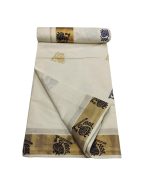 SKT Shree Kalaivani textile Women's Kasavu Cotton Saree With Blouse Piece - Image 3