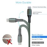 Portronics Konnect CL 20W POR-1067 Type-C to 8 Pin USB 1.2M Cable With Power Delivery & 3A Quick Charge Support, Nylon Braided For All Type-C and 8 Pin Devices, Green - Image 3