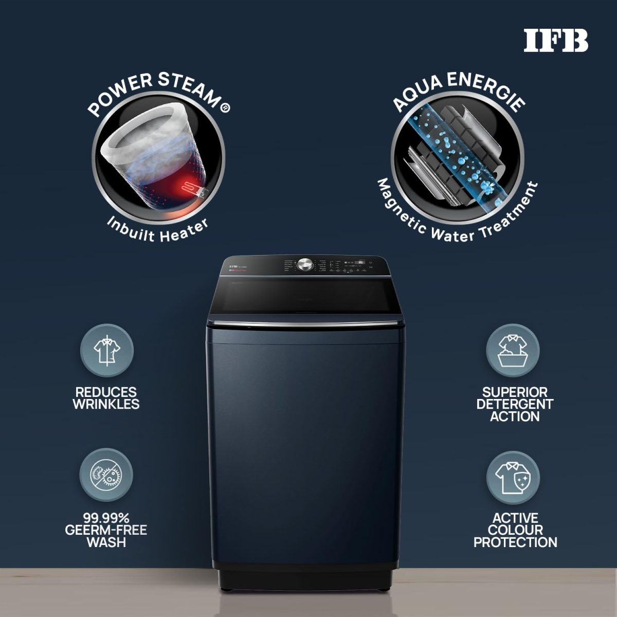 IFB 11 Kg 5 Star with DeepClean® Technology, AI Powered, Fully Automatic Top Load Washing Machine (2025 Model, TL111RB2SN, PowerSteam®, Inbuilt Heater, 5D Wash, Aqua Energie, Royal Blue) - Image 4
